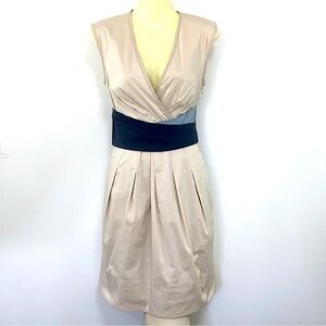 BCBG MAXAZRIA dress 4 beige black sash cocktail